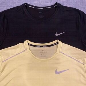 Nike Running Dri-FIT Shirts Mens Large 2 Pack Black Lime Yellow Training Tee Gym